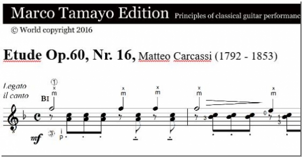 Carcassi Matteo, Op.60, Etudes Nr. 1, 7, 9, 16, 21, 23