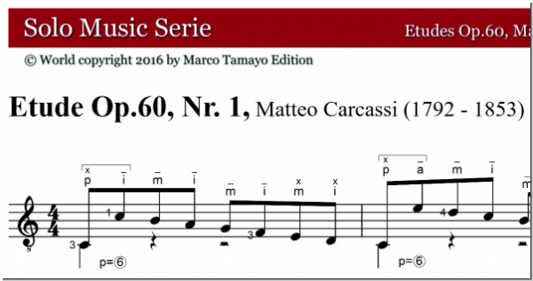 Carcassi Matteo, Op.60, Etudes Nr. 1, 7, 9, 16, 21, 23, pdf