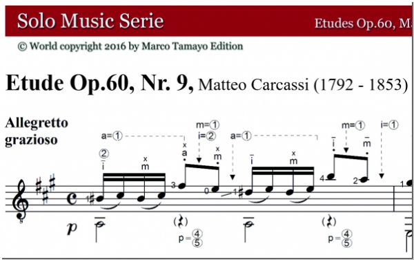 Carcassi Matteo, Op.60, Etudes Nr. 1, 7, 9, 16, 21, 23, pdf